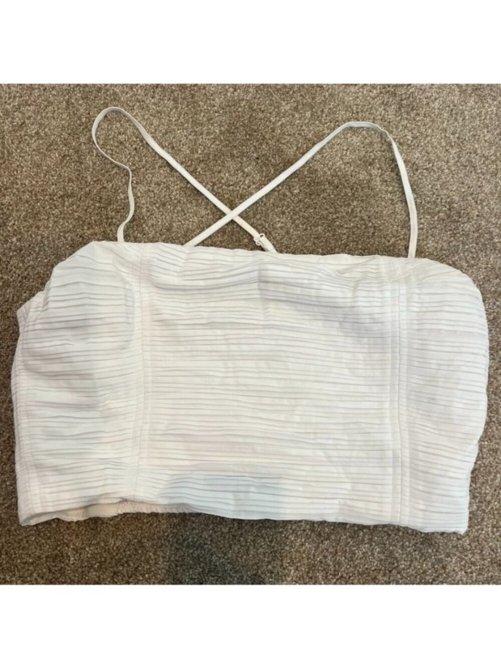 Madewell White Smocked Cotton Poplin Ruched Cropped Tube Top Size 4 NWOT